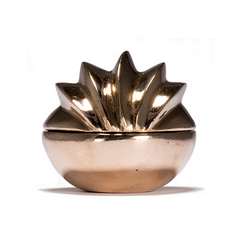 Tiny solid bronze box with lid resembling sails or Sydney opera house