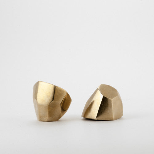 Set of two tiny facted bowls in polished bronze