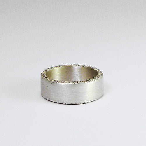 Wide, thick band with texture on vertical sides